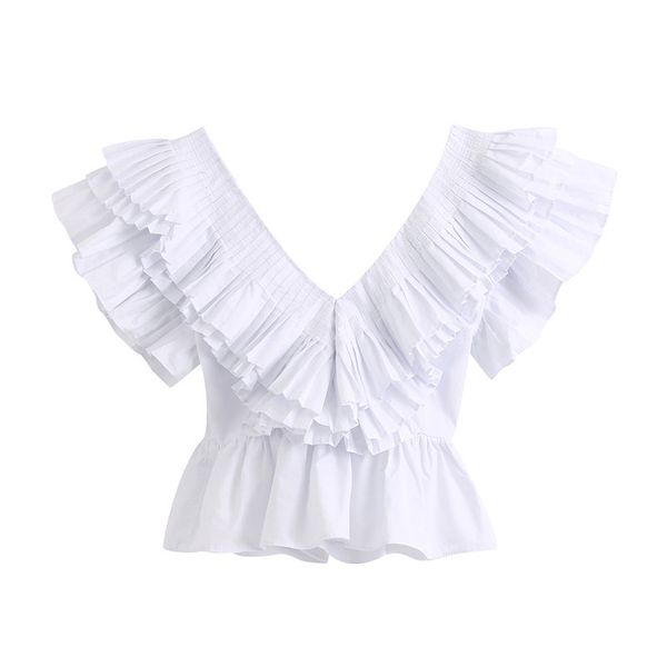 deep v-neck white crop blouses vintage butterfly sleeve female shirts office lady blusas chic short 210430
deep v-neck white crop blouses vintage butterfly sleeve female shirts office lady blusas chic short 210430