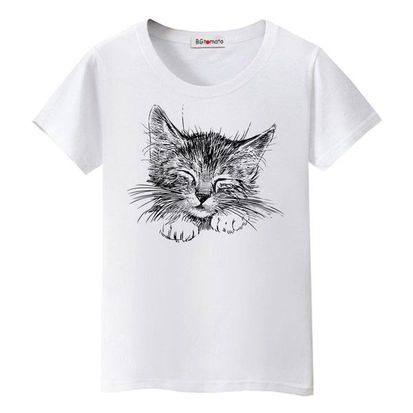 women's t-shirt bgtomato sketch cat lovely tshirt women super fashion art shirts brand summer casual tees soft, White
women's t-shirt bgtomato sketch cat lovely tshirt women super fashion art shirts brand summer casual tees soft, White