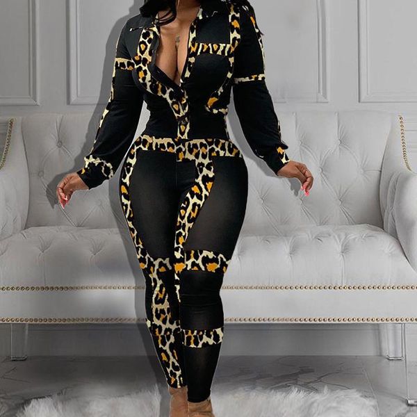 women's jumpsuits & rompers leopard print long sleeve skinny women jumpsuit ladies turn down collar one piece overalls streetwear, Black;white
women's jumpsuits & rompers leopard print long sleeve skinny women jumpsuit ladies turn down collar one piece overalls streetwear, Black;white