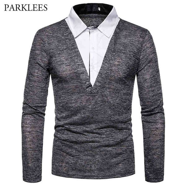 spring and autumn fashion fake two pieces men's turn-down collar long splice breathable men business leisure long sleeve 210524, White;black
spring and autumn fashion fake two pieces men's turn-down collar long splice breathable men business leisure long sleeve 210524, White;black