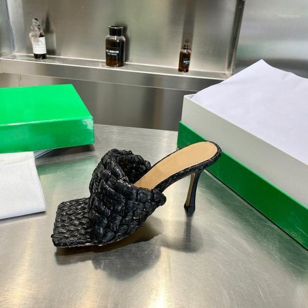 slippers women in summer wear 2021 fashion square head flip-flops thin heels high european and american woven open-toe1, Black
slippers women in summer wear 2021 fashion square head flip-flops thin heels high european and american woven open-toe1, Black
