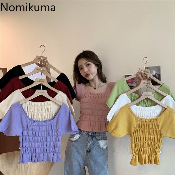 nomikuma women short sleeve knitwear 2021 summer stretch slim knitted korean square collar solid pull femme 6a906 women's sweaters, White;black
nomikuma women short sleeve knitwear 2021 summer stretch slim knitted korean square collar solid pull femme 6a906 women's sweaters, White;black