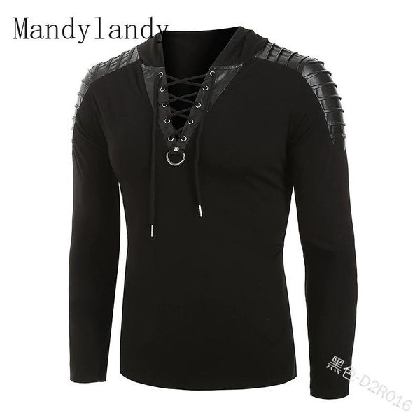 mandylandy t-shirt spring autumn long sleeve v-neck bandage pullover men's casual punk solid color stitching t-shirts, White;black
mandylandy t-shirt spring autumn long sleeve v-neck bandage pullover men's casual punk solid color stitching t-shirts, White;black