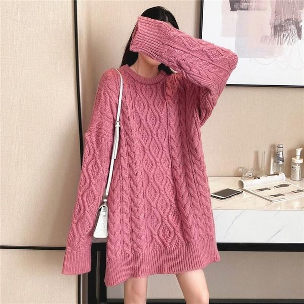 women's sweaters mid-length twist round neck pullover knit sweater women autumn and winter style korean loose large size padded jacket, White;black
women's sweaters mid-length twist round neck pullover knit sweater women autumn and winter style korean loose large size padded jacket, White;black