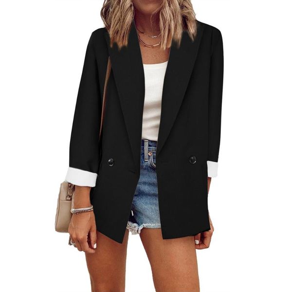 women's suits & blazers autumn winter womens casual double breasted long sleeve work office jackets with two pockets solid colors, White;black
women's suits & blazers autumn winter womens casual double breasted long sleeve work office jackets with two pockets solid colors, White;black