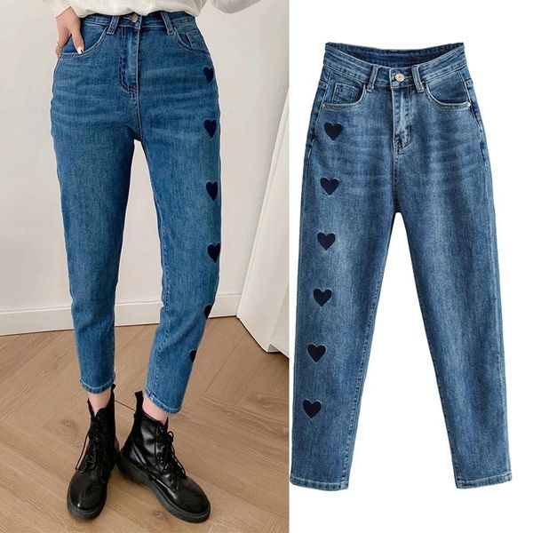 summer 2021 women's love embroidery radish jeans high waist slim loose feet harem pants blue fashion casual
summer 2021 women's love embroidery radish jeans high waist slim loose feet harem pants blue fashion casual