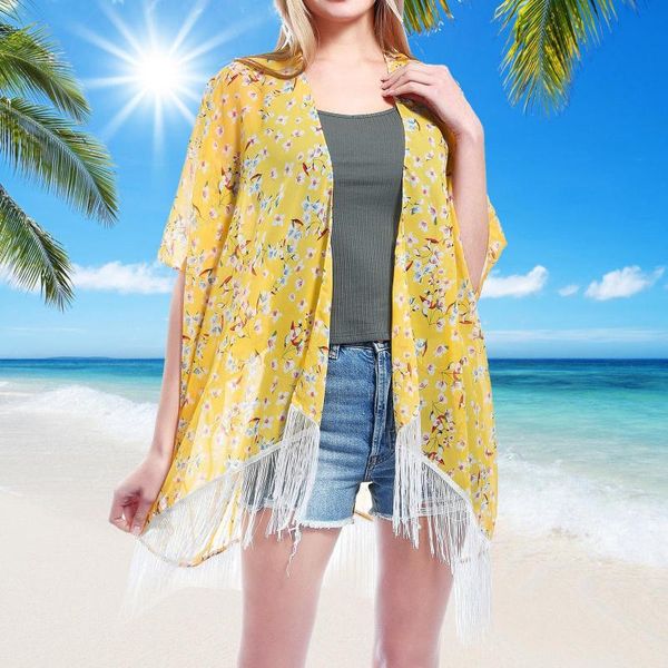 women's swimwear 2021 ropa mujer beach dress floral print chiffon cardigan short sleeve loose wear cover up blous, White;black
women's swimwear 2021 ropa mujer beach dress floral print chiffon cardigan short sleeve loose wear cover up blous, White;black