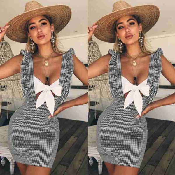 women summer ruffle plaid bodycon slim sleeveless casual evening party pencil short mini dress, Black;gray
women summer ruffle plaid bodycon slim sleeveless casual evening party pencil short mini dress, Black;gray