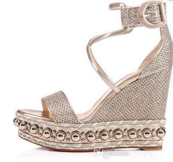 famous dress shoes summer women sandals chocazeppa wedge gold glitter leather studs red bottom wedges sandalias luxury designer party, Black
famous dress shoes summer women sandals chocazeppa wedge gold glitter leather studs red bottom wedges sandalias luxury designer party, Black