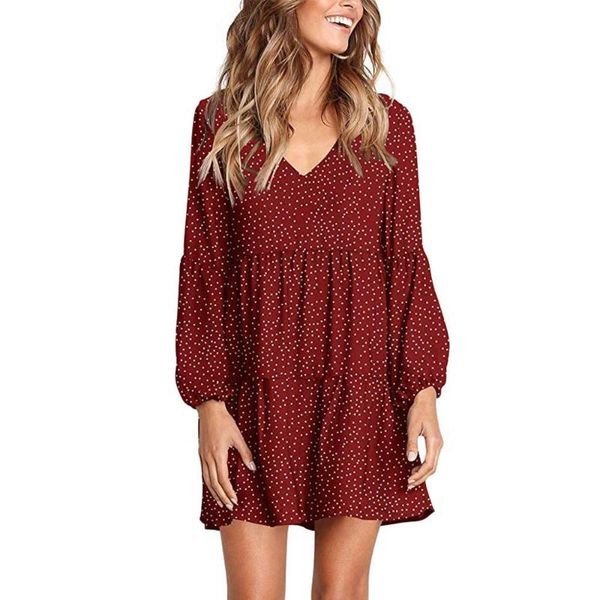 girl full sleeve dresses de festa women lady casual printed dot loose v neck lantern one piece, Black;gray
girl full sleeve dresses de festa women lady casual printed dot loose v neck lantern one piece, Black;gray