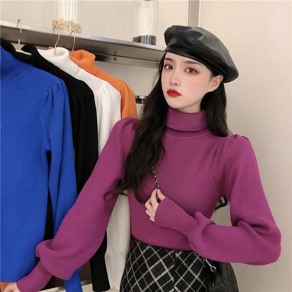 women's sweaters female turtleneck sweater, puffy sleeve shirt for women, spring and autumn qbop, White;black
women's sweaters female turtleneck sweater, puffy sleeve shirt for women, spring and autumn qbop, White;black