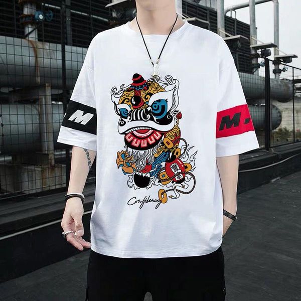 men's t-shirts summer national tide student short-sleeved t-shirt waking lion male loose round neck ins tshirt wild half-sleeved top, White;black
men's t-shirts summer national tide student short-sleeved t-shirt waking lion male loose round neck ins tshirt wild half-sleeved top, White;black