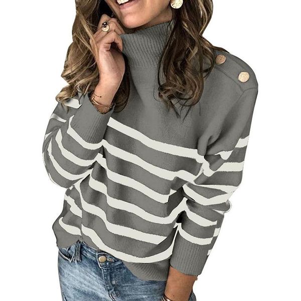 women's sweaters 2021 spring and autumn high-neck pullover striped sweater ladies long-sleeved fur studded shoulder strap, White;black
women's sweaters 2021 spring and autumn high-neck pullover striped sweater ladies long-sleeved fur studded shoulder strap, White;black