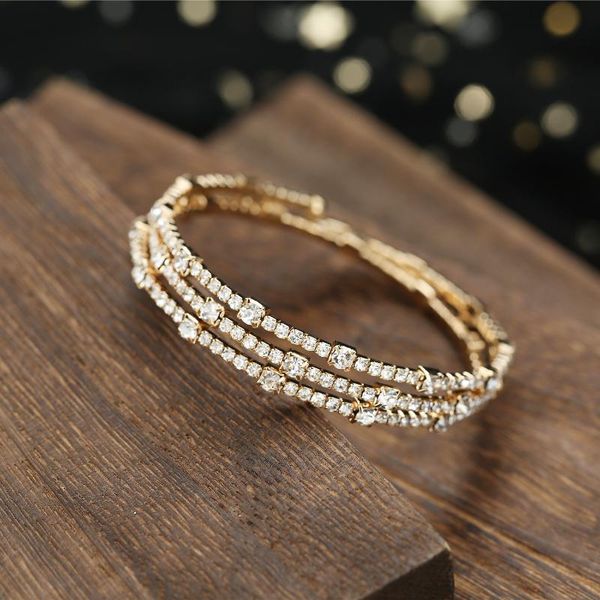 bangle three rows rhinestone inlaid bracelet double layers open cuff adjustable stretch for friends sisters lb, Black
bangle three rows rhinestone inlaid bracelet double layers open cuff adjustable stretch for friends sisters lb, Black