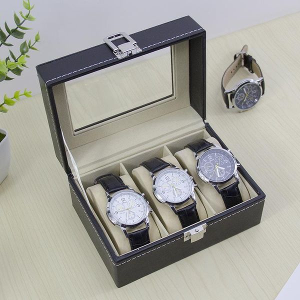 watch boxes & cases 2021 box pu leather black 3-digit storage display case organizer, Black;blue
watch boxes & cases 2021 box pu leather black 3-digit storage display case organizer, Black;blue