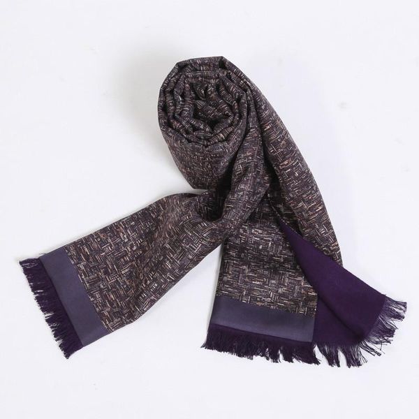 scarves double layer men's warm silk, Blue;gray