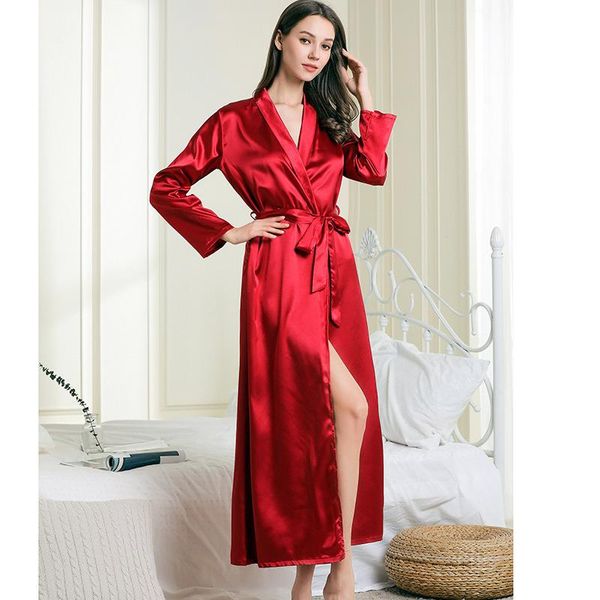 women's sleepwear burgundy female long robe gown spring autumn satin full sleeve home dress v-neck nightdress loose kimono bathrobe, Black;red
women's sleepwear burgundy female long robe gown spring autumn satin full sleeve home dress v-neck nightdress loose kimono bathrobe, Black;red