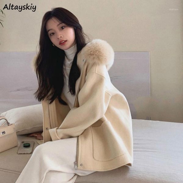 women's wool & blends women apricot hooded solid autumn plus size temperament classy korean elegant pockets all-match wide-waisted coat, Black
women's wool & blends women apricot hooded solid autumn plus size temperament classy korean elegant pockets all-match wide-waisted coat, Black