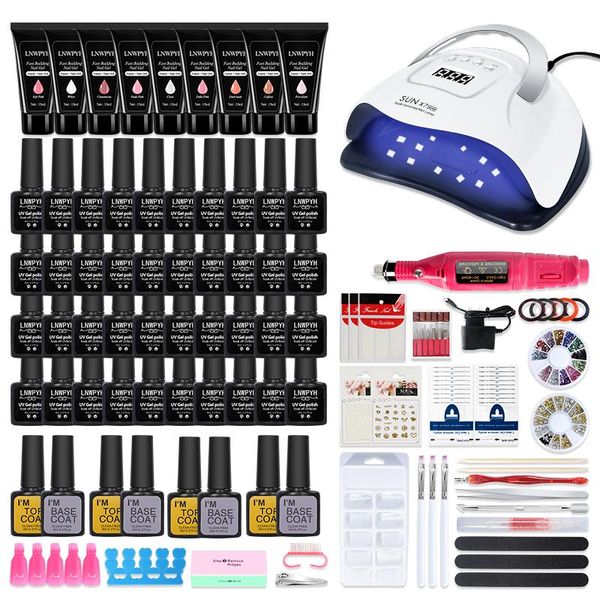 manicure set 114/54w led nail lamp drill machine with 9 kit extension quick building gel 40 color polish tools art kits
manicure set 114/54w led nail lamp drill machine with 9 kit extension quick building gel 40 color polish tools art kits