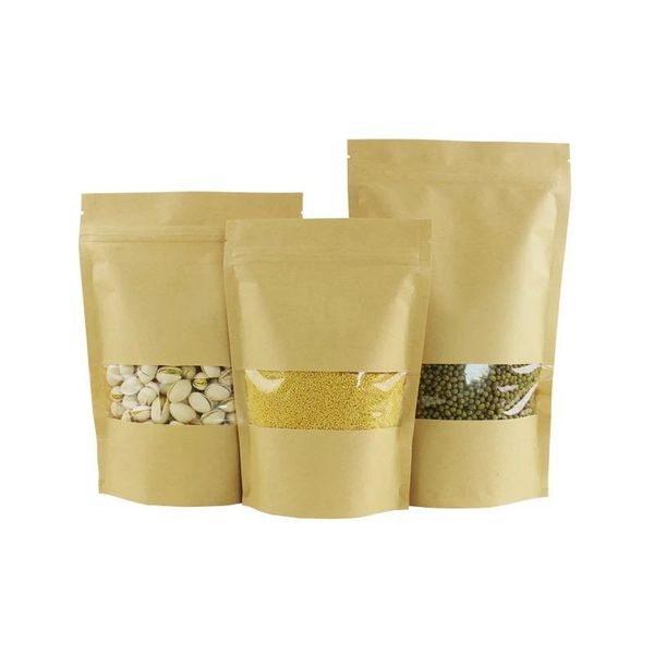 gift wrap zip-lock stand up front clear window kraft paper bags recloseable moistureproof packaging storage nut tea pouches
gift wrap zip-lock stand up front clear window kraft paper bags recloseable moistureproof packaging storage nut tea pouches