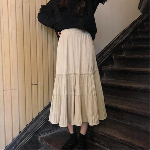 all match a line women skirts pleated sweet autumn slimming high waist chic elastic slender long 2 types, Black
all match a line women skirts pleated sweet autumn slimming high waist chic elastic slender long 2 types, Black
