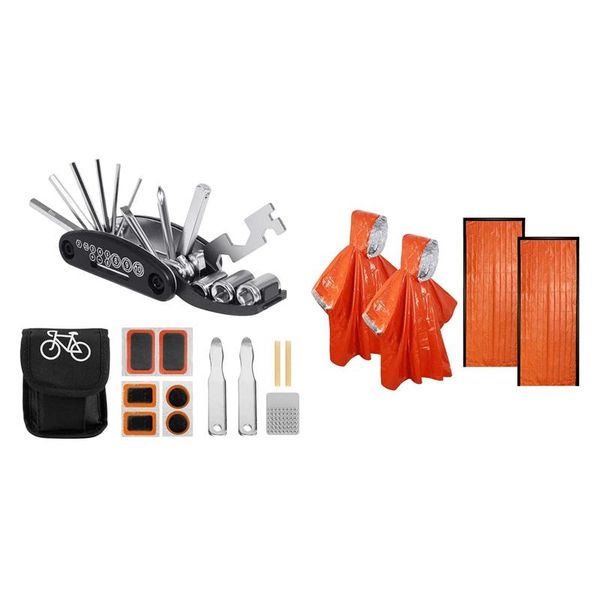 tools bicycle repair tool kit, 16 in 1 multifunction with emergency survival sleeping bag and poncho, thermal blanket
tools bicycle repair tool kit, 16 in 1 multifunction with emergency survival sleeping bag and poncho, thermal blanket