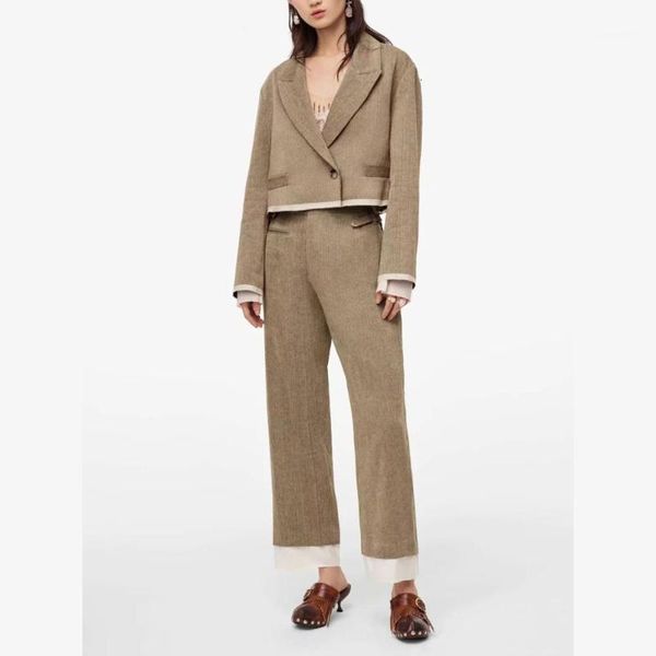 suits summer new women two piece set contrast cropped blazer & trousers high waist front pockets chandal mujer 2 piezas1, Gray
suits summer new women two piece set contrast cropped blazer & trousers high waist front pockets chandal mujer 2 piezas1, Gray