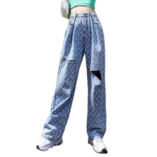 women's jeans fashion printed moon women trendy ripped high waist wide leg trousers streetwear denim straight mopping pants mujer 2021, Blue
women's jeans fashion printed moon women trendy ripped high waist wide leg trousers streetwear denim straight mopping pants mujer 2021, Blue