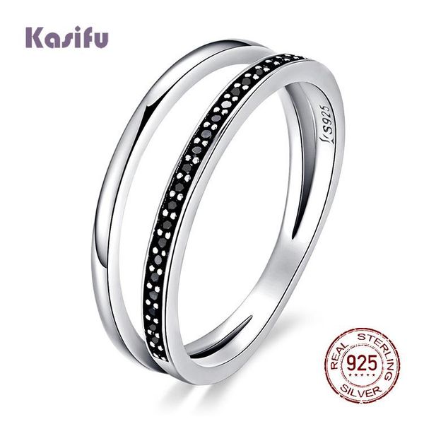 cluster rings kasifu genuine 925 sterling silver double circle black clear cz stackable finger ring for women fine jewelry gift scr082, Golden;silver
cluster rings kasifu genuine 925 sterling silver double circle black clear cz stackable finger ring for women fine jewelry gift scr082, Golden;silver