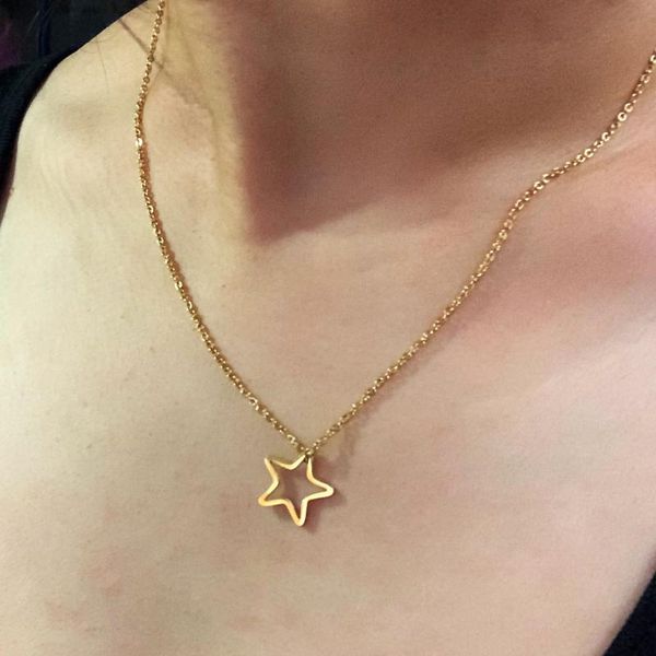 pendant necklaces stainless steel simple hollow star heart charm classic gold color chain jewelry love, Silver
pendant necklaces stainless steel simple hollow star heart charm classic gold color chain jewelry love, Silver