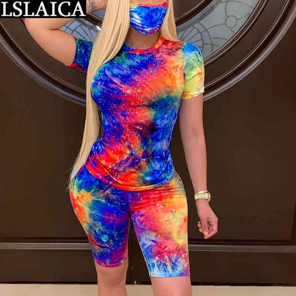 shorts sets casual elegant short sleeve t-shirt&shorts two piece set women summer tie dye fitness sport jogging femme with mask 210520, White
shorts sets casual elegant short sleeve t-shirt&shorts two piece set women summer tie dye fitness sport jogging femme with mask 210520, White