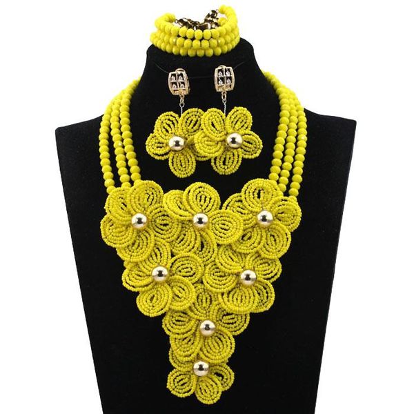 earrings & necklace shining yellow flower wedding jewelry beads set unique nigerian beaded handmade hx408, Silver
earrings & necklace shining yellow flower wedding jewelry beads set unique nigerian beaded handmade hx408, Silver