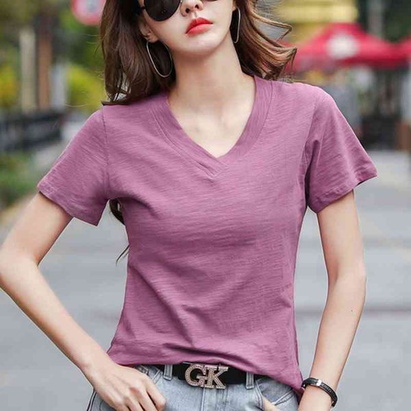 summer short-sleeved t-shirt women's loose plus size white v-neck cotton split korean version casual clothes 14183 210510
summer short-sleeved t-shirt women's loose plus size white v-neck cotton split korean version casual clothes 14183 210510