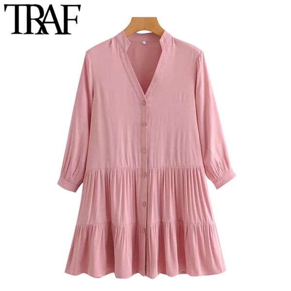 traf women chic fashion button-up loose mini dress vintage v neck three quarter sleeves female dresses vestidos mujer 210415, Black;gray
traf women chic fashion button-up loose mini dress vintage v neck three quarter sleeves female dresses vestidos mujer 210415, Black;gray