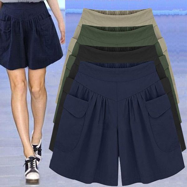 women loose elastic waist wide leg with pockets casual culottes shorts for summer hsj88 women's, White;black
women loose elastic waist wide leg with pockets casual culottes shorts for summer hsj88 women's, White;black