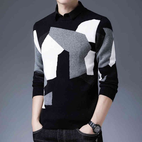 2021 brand autumn winter thick warm shirt collar twinset sweater pullover cloth men fashion pattern christmas knitted hombre, Black
2021 brand autumn winter thick warm shirt collar twinset sweater pullover cloth men fashion pattern christmas knitted hombre, Black
