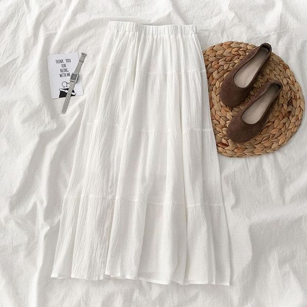 skirts spring 2021 white women high waist a-line knee-length elegant lady clothing quality, Black