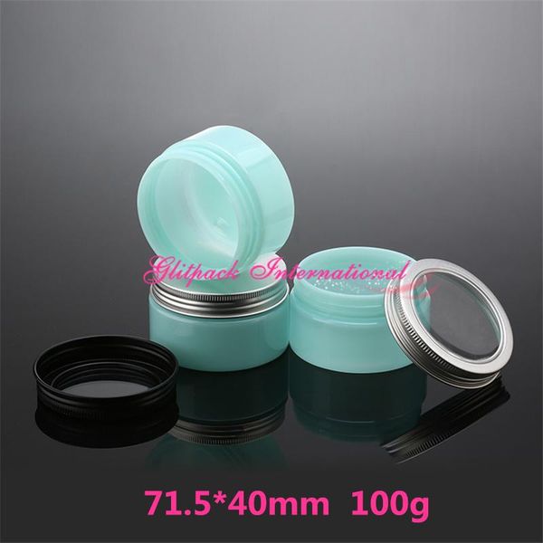 storage bottles & jars 100g pet cosmetic jar 3.5oz aluminum lids clear silver plastic window cap green 100ml bath body care containers