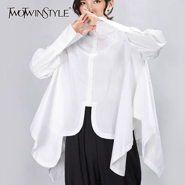women pleated big size irregular blouse lapel long sleeve loose fit shirt fashion spring autumn 210524, White
women pleated big size irregular blouse lapel long sleeve loose fit shirt fashion spring autumn 210524, White
