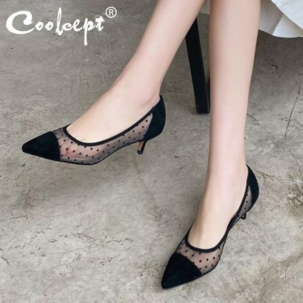 dress shoes coolcept real leather women pumps mesh slip on patchwork daily party sweet mixed color thin heel footwear size 33-43, Black
dress shoes coolcept real leather women pumps mesh slip on patchwork daily party sweet mixed color thin heel footwear size 33-43, Black