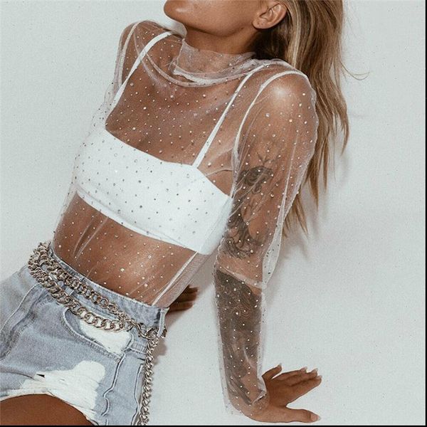see through mesh womens blouses sheer long sleeve night club wear transparent shirt tee, White
see through mesh womens blouses sheer long sleeve night club wear transparent shirt tee, White