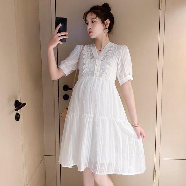 maternity dresses pregnant women dress summer doll collar lace stitching ladies plus size clothes, White
maternity dresses pregnant women dress summer doll collar lace stitching ladies plus size clothes, White