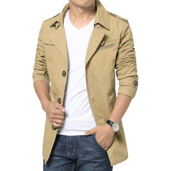 spring autumn fashion men's windbreaker business casual cotton trench coat solid color male slim jacket jackets, Black;brown
spring autumn fashion men's windbreaker business casual cotton trench coat solid color male slim jacket jackets, Black;brown