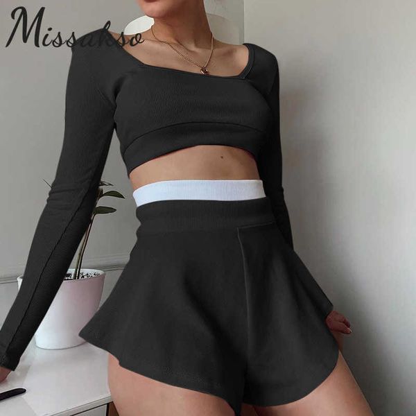 missakso skinny long sleeve crop and loose mini shorts outfits party summer women pink black casual two piece set 210625, White
missakso skinny long sleeve crop and loose mini shorts outfits party summer women pink black casual two piece set 210625, White