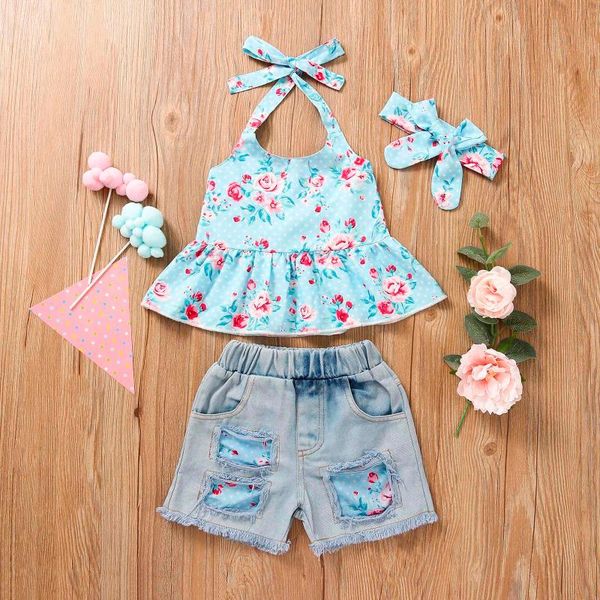 clothing sets toddler baby girl summer clothes 3pc set of denim shorts with floral halterneck vetement fille, White
clothing sets toddler baby girl summer clothes 3pc set of denim shorts with floral halterneck vetement fille, White