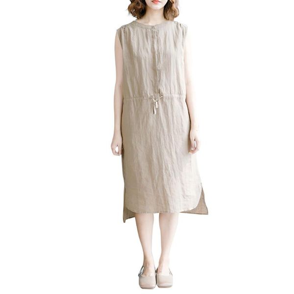 casual dresses mid-calf linen round collar solid color sleeveless plus size dress women cotton button straight leisure vestidos, Black;gray
casual dresses mid-calf linen round collar solid color sleeveless plus size dress women cotton button straight leisure vestidos, Black;gray