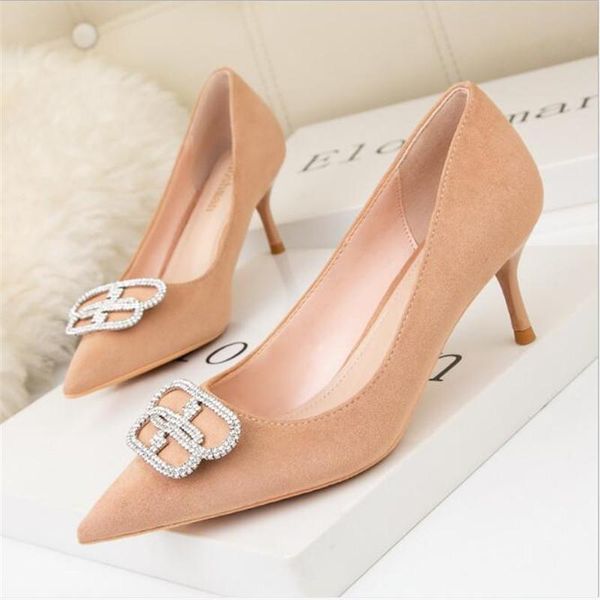 dress shoes women pumps high heels lady suede leather crystal square buckle thick with autumn pointed single wedding female, Black
dress shoes women pumps high heels lady suede leather crystal square buckle thick with autumn pointed single wedding female, Black