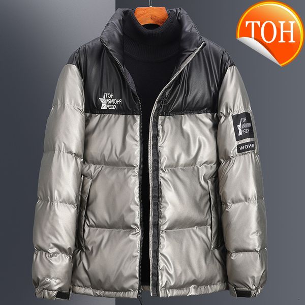 winter thickened white duck down jacket mens stand collar contrast color couple windproof oversized streetwear jackets men, Black
winter thickened white duck down jacket mens stand collar contrast color couple windproof oversized streetwear jackets men, Black