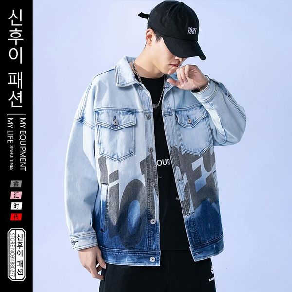 men's jackets blue gradual denim jacket men soft cotton coat letter printed fashion big size chaqueta hombre hip hop m-5xl mens, Black;brown
men's jackets blue gradual denim jacket men soft cotton coat letter printed fashion big size chaqueta hombre hip hop m-5xl mens, Black;brown