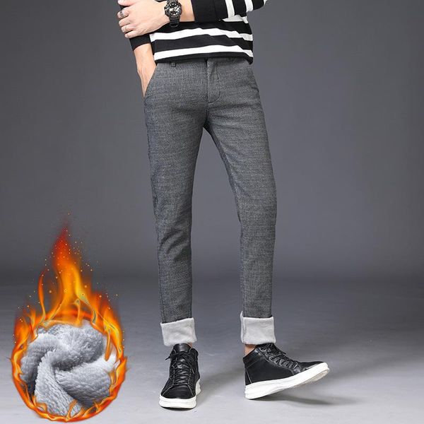 men's pants autumn winter fleece warm men casual brand clothing velvet business cotton slim elastic trousers, Black
men's pants autumn winter fleece warm men casual brand clothing velvet business cotton slim elastic trousers, Black